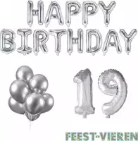 19 jaar Verjaardag Versiering Ballon Pakket Zilver