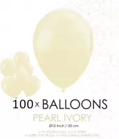 100 Parel ivoor ballonnen 30 cm.