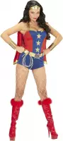 Widmann - Wonderwoman Kostuum - Ms America Super Power Meisje - Vrouw - blauw,goud - Large - Carnavalskleding - Verkleedkleding