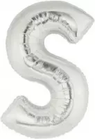folieballon - letter S - zilverkleurig - 100cm - leeg