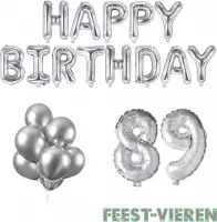 89 jaar Verjaardag Versiering Ballon Pakket Zilver
