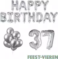 37 jaar Verjaardag Versiering Ballon Pakket Zilver