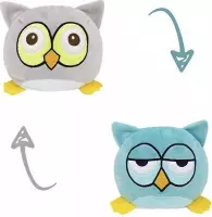 Uil knuffel - Mood knuffel - Groen/Grijs - Blij/Boos knuffel - Omkeerbaar - Emotie knuffel - Owl