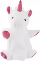 Pluche wit/roze eenhoorn handpop knuffel 25 cm - Eenhoorns mystieke dieren knuffels - Poppentheater speelgoed kinderen