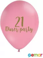 Ballonnen 21 Diner Pink met opdruk Goud (helium)