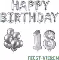 18 jaar Verjaardag Versiering Ballon Pakket Zilver