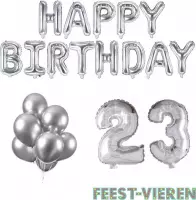 23 jaar Verjaardag Versiering Ballon Pakket Zilver