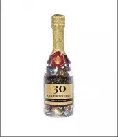 Champagnefles - 30 jaar - Gevuld met verpakte Italiaanse bonbons - In cadeauverpakking met gekleurd lint