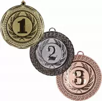 Medailles set goud 1, zilver 2 en brons 3