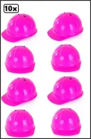 10x Verstelbare bouwhelm roze - bouw helm pink hoofd deksel carnaval gay pride feest