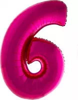 Cijferballon folie nummer 6 | Opblaascijfer 6 roze 102cm