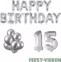 15 jaar Verjaardag Versiering Ballon Pakket Zilver