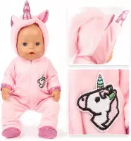 Poppenkleding meisje - Kleertjes geschikt voor o.a. Baby Born - Roze unicorn met schoentjes - Eenhoorn - Poppenkleertjes