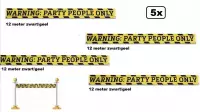 5x Rol Afzetlint Party people12 meter zwart/geel - afzet lint festival thema feest verjaardag  markeerlint fun waarschuwing lint