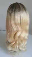 Braziliaanse Remy pruik 22 inch -1B/613 kleuren golf echt haar - Braziliaanse pruiken- real human hair-4x4 lace closure wig