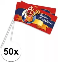 50x Welkom Sinterklaas zwaaivlaggetjes - Sinterklaas vlaggetjes