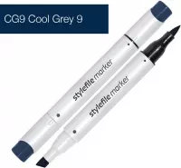 Stylefile Marker Brush - Cool Grey 9 - Hoge kwaliteit twin tip marker met brushpunt