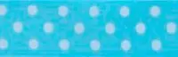 SR1204-03 Satin white Polka Dots 10mm 20mtr turquoise