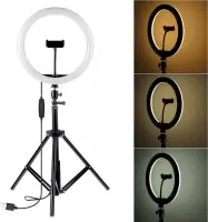 LED Ringlamp met Statief 12 Inch/32cm- Inclusief Smartphone Houder - Verstelbaar 32-200 CM