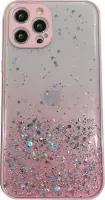 Samsung Galaxy S20 Plus Transparant Glitter Hoesje met Camera Bescherming - Back Cover Siliconen Case TPU - Samsung Galaxy S20 Plus - Roze