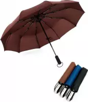 Storm Paraplu Opvouwbaar | Automatisch Uitklapbaar | Bruine Paraplu | Zak Paraplu | Ø 105 | Windproof 100km/u | 10-Panelen Sterk