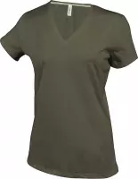 Kariban Dames/dames Feminine Fit Korte Mouwen V Hals T-Shirt (Khaki)