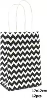 Dielay - Cadeautas - Giftbag Papier - Set van 12 Stuks - 17x12 cm - Zigzag