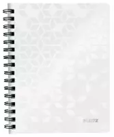 Leitz WOW Spiraalgebonden A4 Notitieboek met Kunststof Kaft - 80 Vel - Geruit - FSC Gecertificeerd - Wit