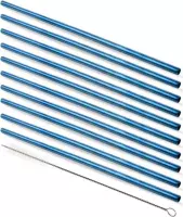 Herbruikbare Metalen Rietjes - RVS - 10 stuks - Blauw