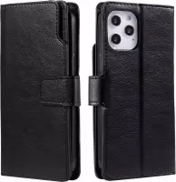 iPhone 12 Pro Luxe Book Case Hoesje - PU Leer - Pasjeshouder - Magnetische Sluiting - Apple iPhone 12 Pro - Zwart