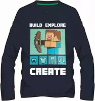 Minecraft T-shirt Lange mouw- blauw - Maat 116 cm / 6 jaar