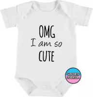 Baby rompertjes - OMG I am so cute - maat 74/80 - korte mouwen - baby - baby kleding jongens - baby kleding meisje - rompertjes baby - rompertjes baby met tekst - kraamcadeau meisj