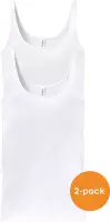 SCHIESSER Cotton Essentials dames singlet (2-pack) - hemd model - wit -  Maat: S