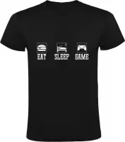 EAT SLEEP GAME | Heren T-shirt | Zwart | Eten | Slapen | Videogame | Levensstijl | Grappig | Cadeau