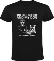I LIKE MY BEER AND DOG | Heren T-shirt | Zwart | Bier | Hond | Huisdieren | Grappig | Cadeau