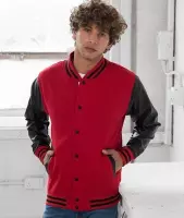 Letterman jacket, Kleur Fire Red / Jet Black, Maat XS