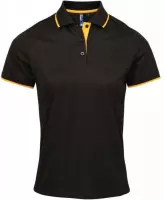 2 x Women's contrast Coolchecker® polo, Kleur Black/ Sunflower, Maat L  (2-stuks)