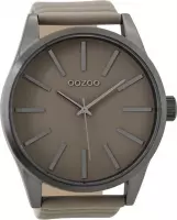 OOZOO Timepieces - Titanium horloge met taupe leren band - C9411