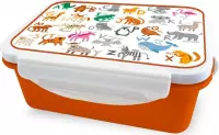 broodtrommel ABC dieren 16 x 12 x 6,5 cm wit/oranje