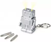 sleutelhanger Robot 5,6 cm RVS zilver 4-delig