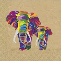 servetten Olifant 33 x 33 cm papier bruin 20 stuks
