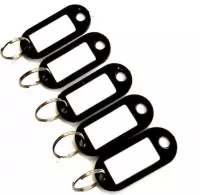 Sleutel labels - 5 STUKS - Zwart - Keychain - Key tag sleutelhanger - Sleutel onderscheider - Naam labels - Sleutelhouder - Sleutelhanger - Sleutellabels - Bagagelabels - Reislabel
