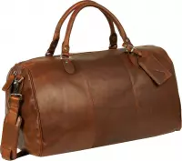 Justified Bags® - Max Duffel - Leren Weekendtas - Reistas - 43 L - Cognac