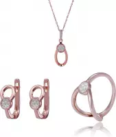 Orphelia SET-7439/50 - Juwelenset: Ketting + Oorbellen + Ring - 925 Zilver Rosé - Zirkonia - 42 cm / Ringmaat 50