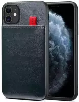DrPhone - Pu Lederen - Siliconen Case - Geschikt voor iPhone 11 Pro Max - Kaarthouder – zwart