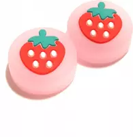 Thumb Grips | Thumb Sticks | Gaming Thumbsticks | Geschikt voor Nintendo Switch & Lite | 1 Set = 2 Thumbgrips | Fruit Aardbeien | Roze met Rood