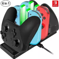Nintendo Switch Oplaad Station - 6 in 1 Joy-Cons Charging Dock - Nintendo Switch Charging Station - Nintendo Switch Accessoires - Zwart