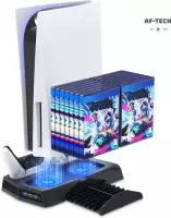Playstation 5 Oplaadstation met ventilator - joystick charger - 3 USB poorten - Verticale Stand - inclusief game houder.