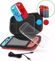 Accessoires Set met Case geschikt voor Nintendo Switch  - Screenprotector -  Hoes - Oplader - Rode Case