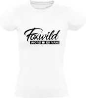 Foxwild Dames t-shirt | Peter Gillis | Massa is kassa | Hatseflatse | Wit